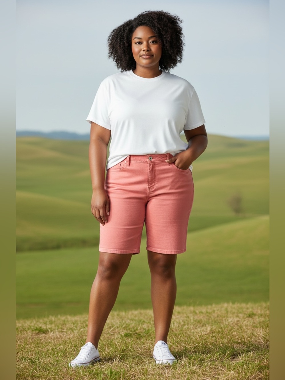 Lee Jeans Women's Mid-Rise Pink Bermuda Shorts-EUC
